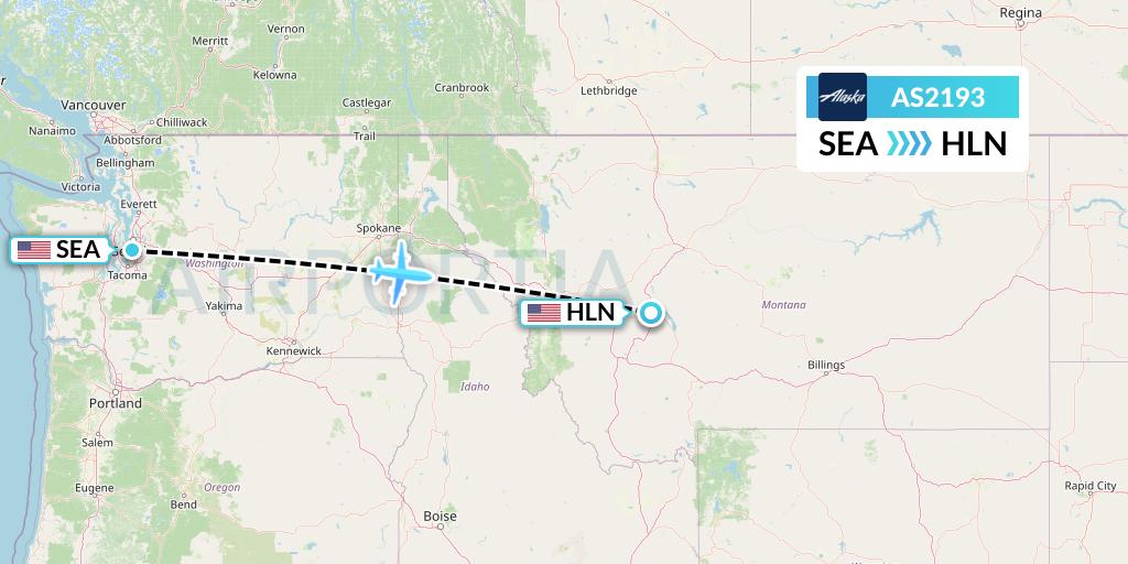 AS2193 Alaska Airlines Flight Map: Seattle to Helena