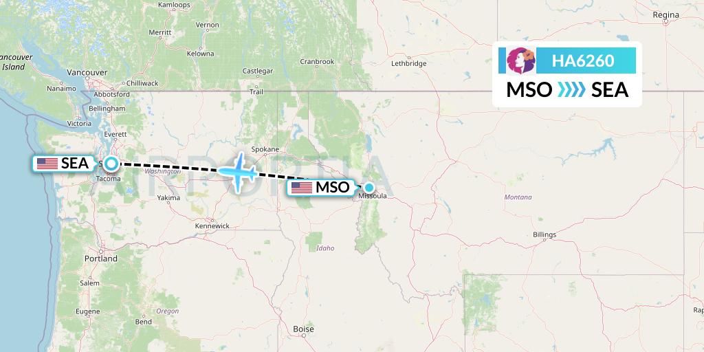 HA6260 Hawaiian Airlines Flight Map: Missoula to Seattle