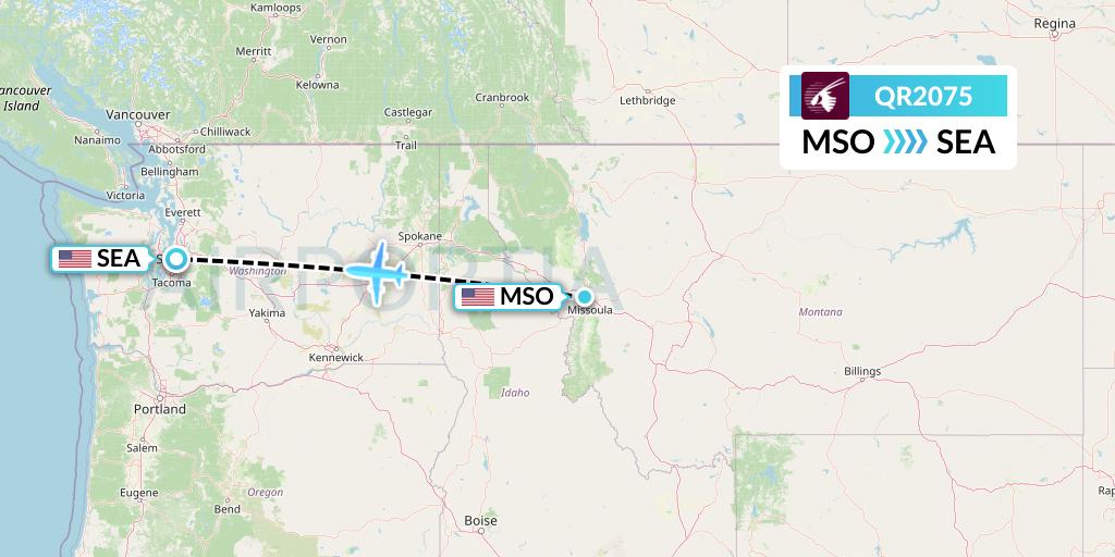 QR2075 Qatar Airways Flight Map: Missoula to Seattle