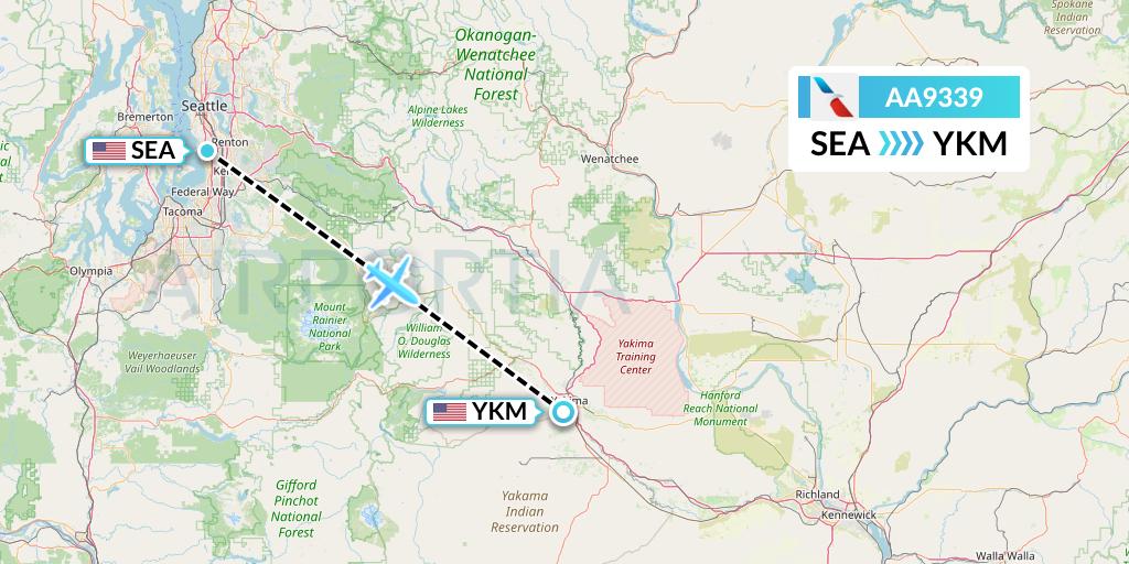 AA9339 American Airlines Flight Map: Seattle to Yakima