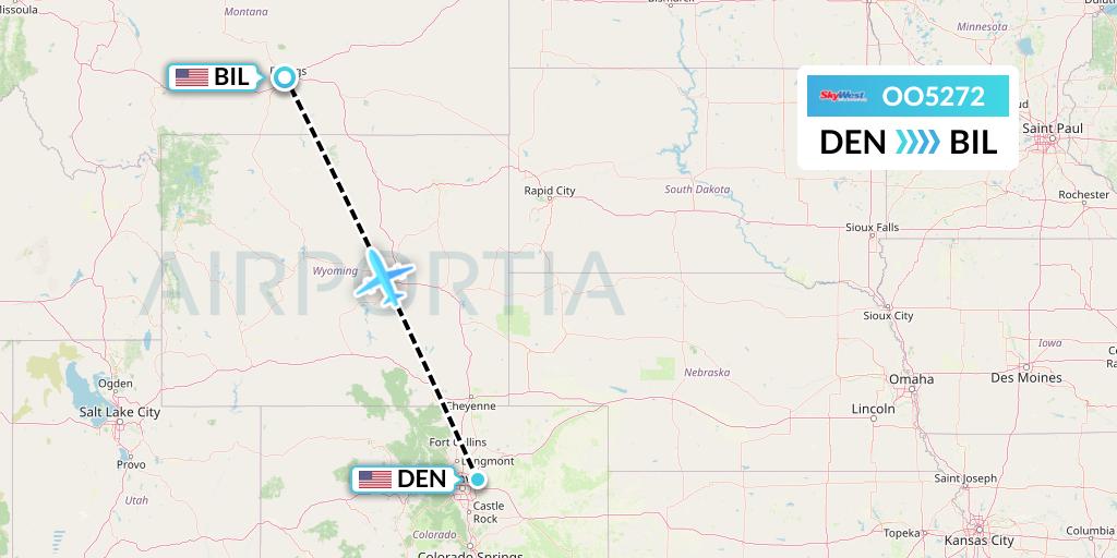 OO5272 SkyWest Airlines Flight Map: Denver to Billings