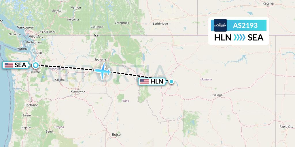 AS2193 Alaska Airlines Flight Map: Helena to Seattle