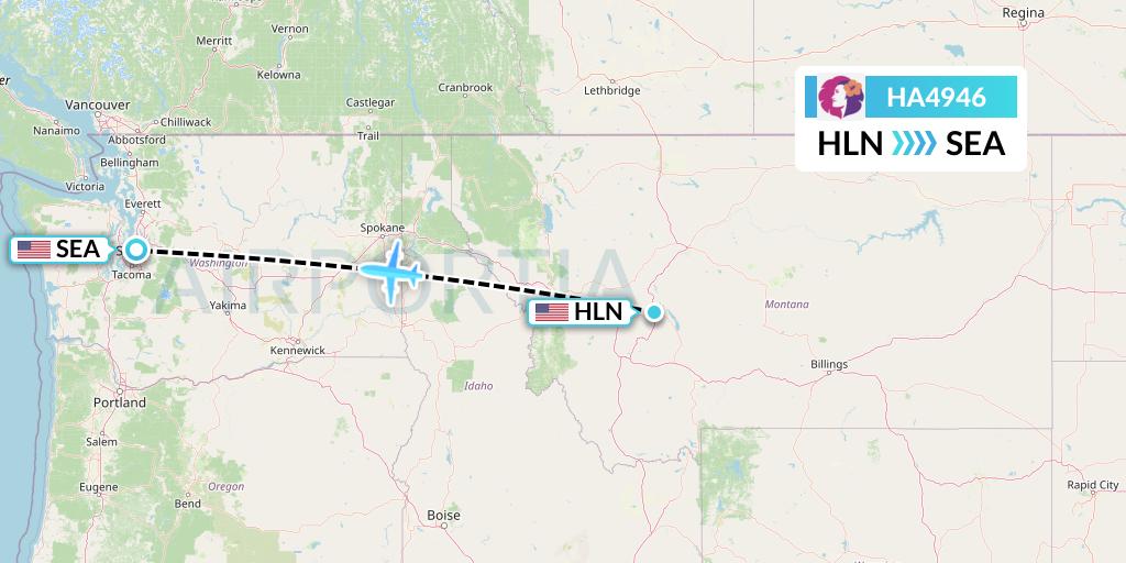 HA4946 Hawaiian Airlines Flight Map: Helena to Seattle