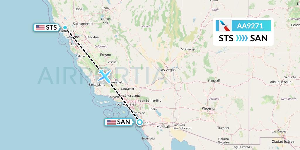 AA9271 American Airlines Flight Map: Santa Rosa to San Diego