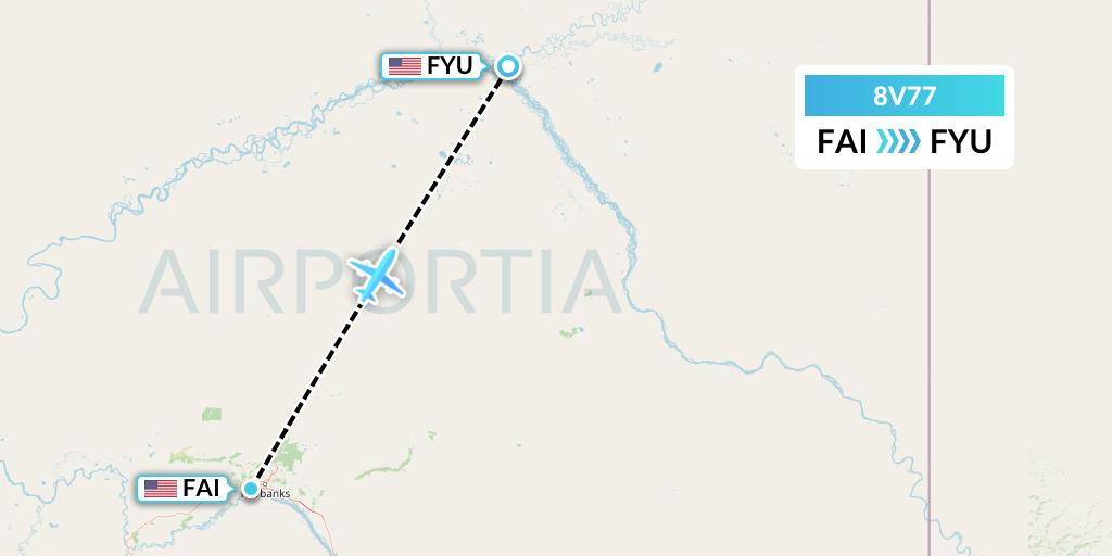 8V77 Wright Air Service Flight Map: Fairbanks to Fort Yukon