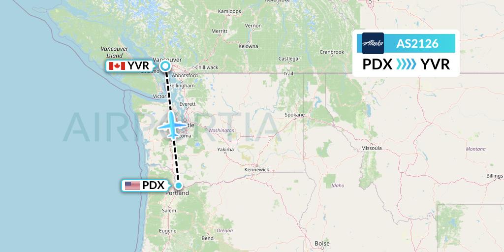 AS2126 Alaska Airlines Flight Map: Portland to Vancouver