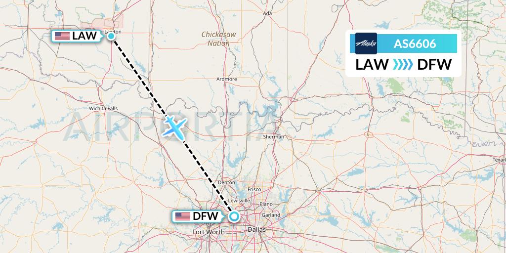 AS6606 Alaska Airlines Flight Map: Lawton to Dallas