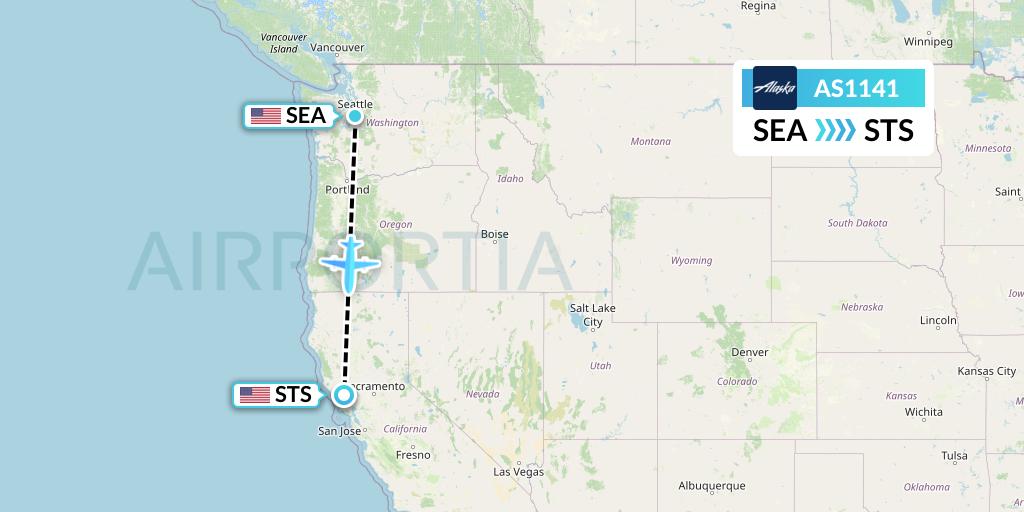 AS1141 Alaska Airlines Flight Map: Seattle to Santa Rosa