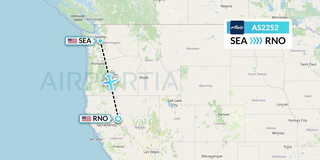 AS2252 Alaska Airlines Flight Map: Seattle to Reno