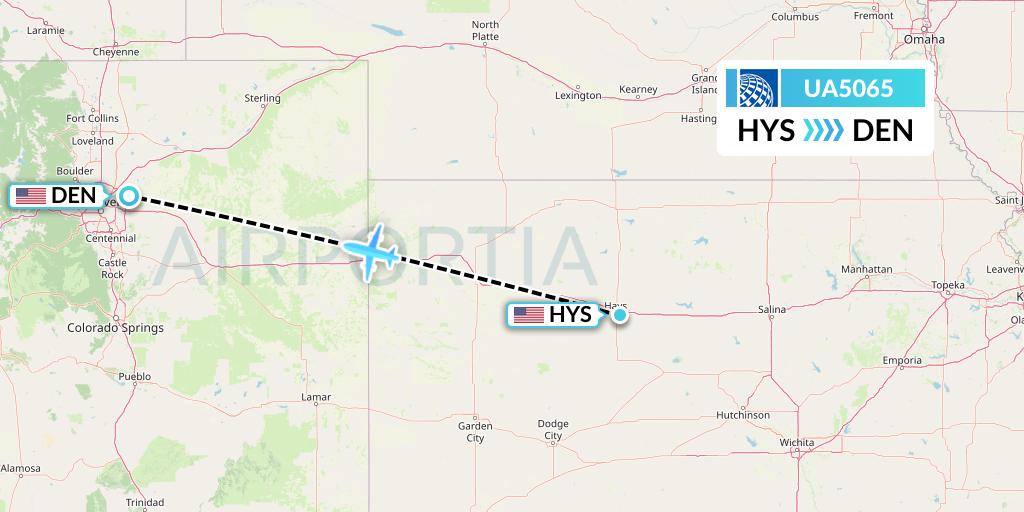 UA5065 United Airlines Flight Map: Hays to Denver