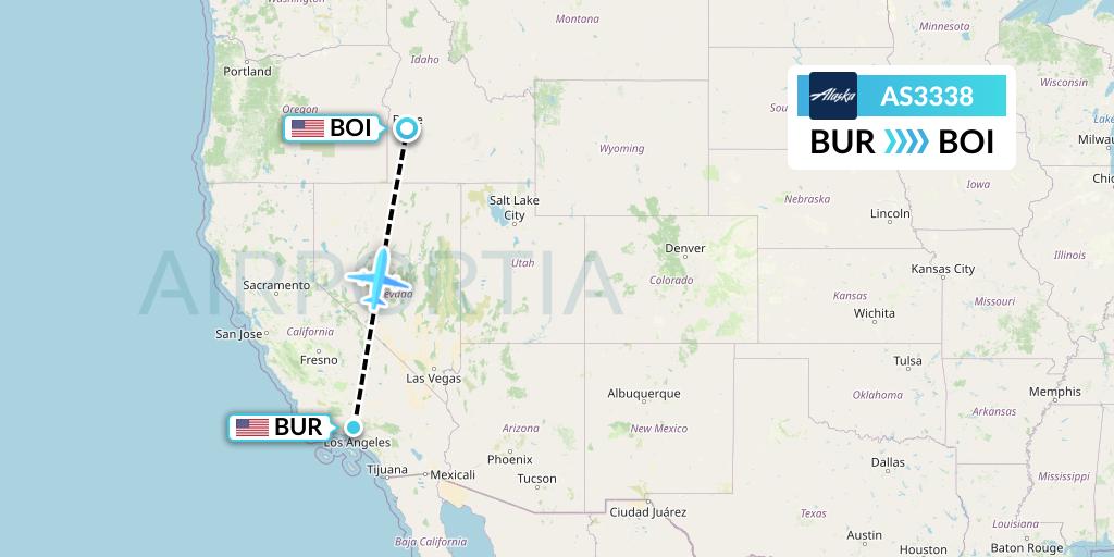 AS3338 Alaska Airlines Flight Map: Burbank to Boise