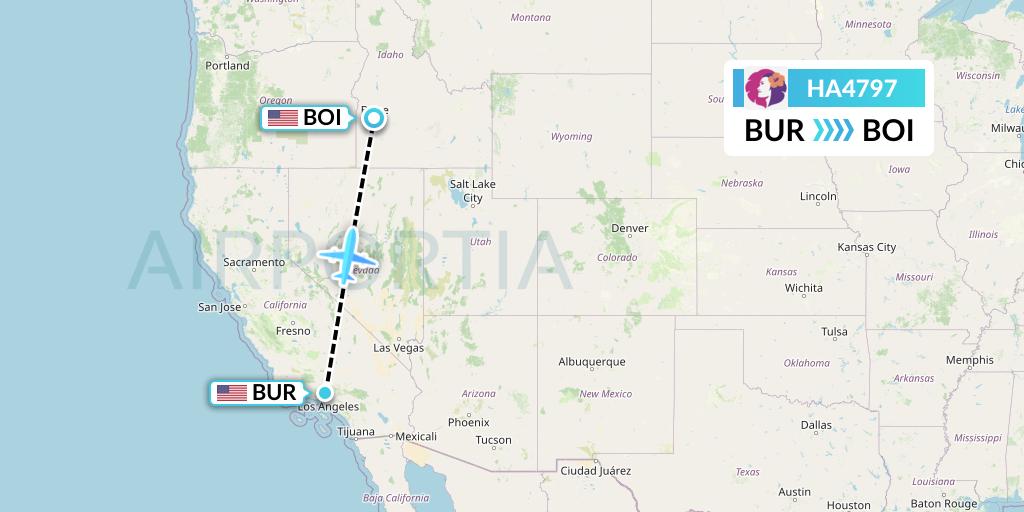 HA4797 Hawaiian Airlines Flight Map: Burbank to Boise
