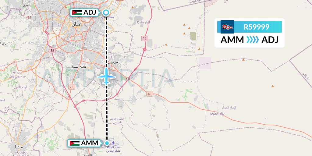 R59999 Jordan Aviation Flight Map: Amman to Amman