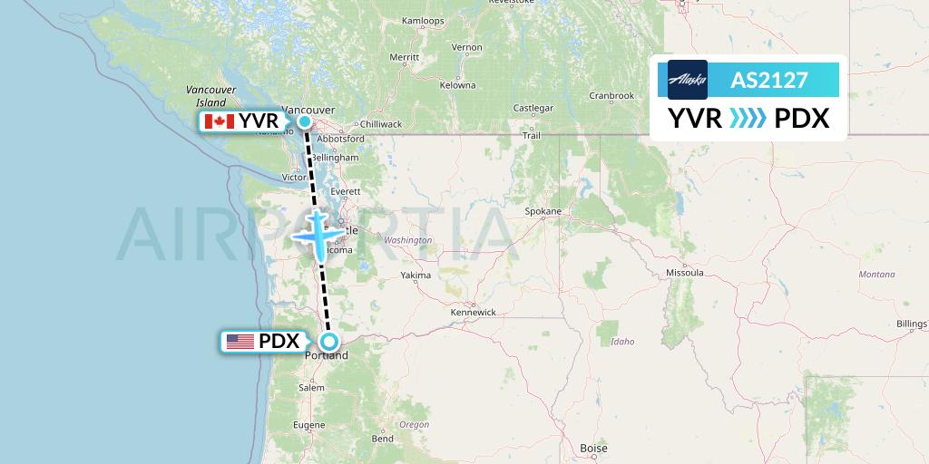 AS2127 Alaska Airlines Flight Map: Vancouver to Portland
