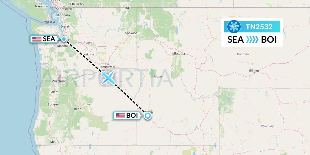 TN2532 Air Tahiti Nui Flight Map: Seattle to Boise