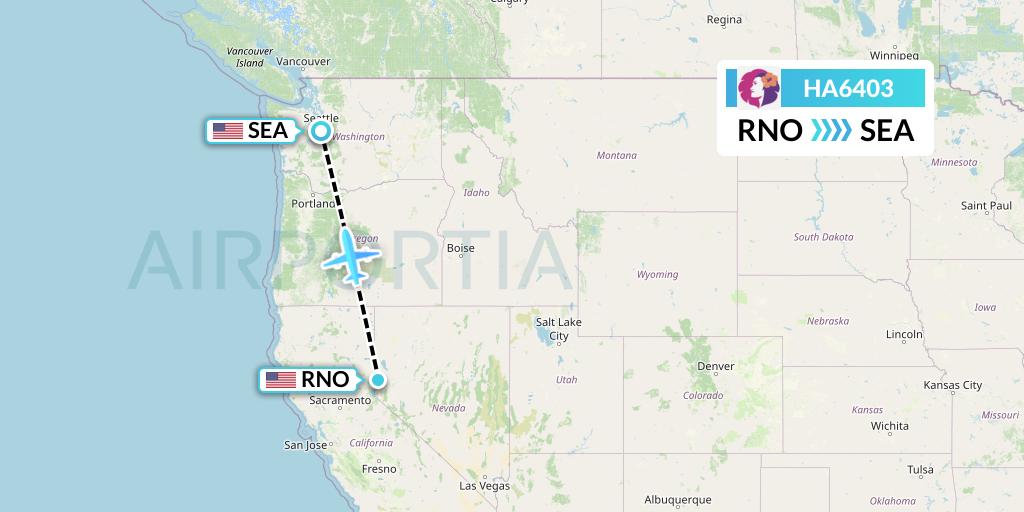HA6403 Hawaiian Airlines Flight Map: Reno to Seattle