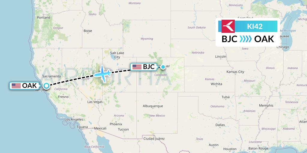 KI42 Krasavia Flight Map: Denver to Oakland