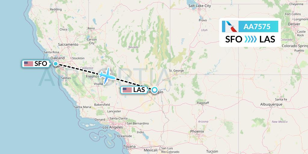 AA7575 American Airlines Flight Map: San Francisco to Las Vegas
