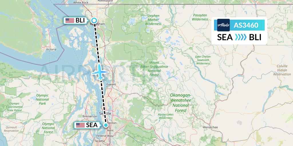 AS3460 Alaska Airlines Flight Map: Seattle to Bellingham