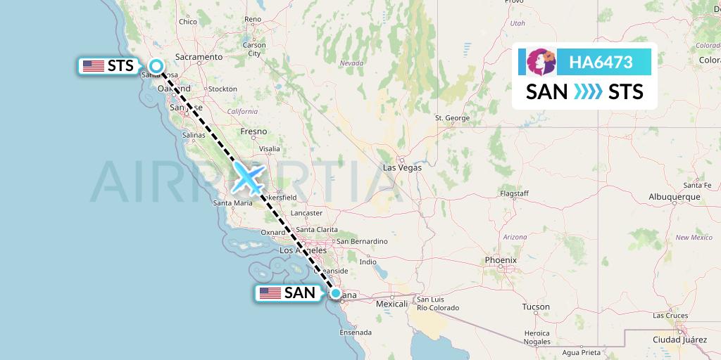 HA6473 Hawaiian Airlines Flight Map: San Diego to Santa Rosa