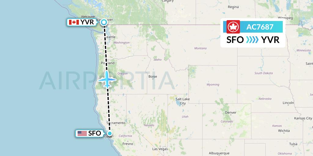 AC7687 Air Canada Flight Map: San Francisco to Vancouver