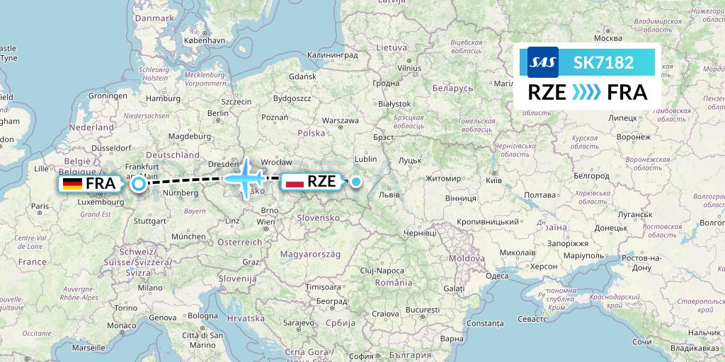 SK7182 SAS Flight Map: Rzeszow to Frankfurt