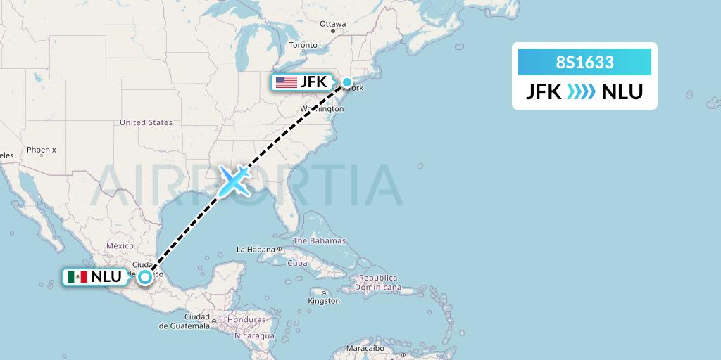8S1633 Shun Tak-China Travel Ship Mgmt. Ltd. Flight Map: New York to Reyes Acozac