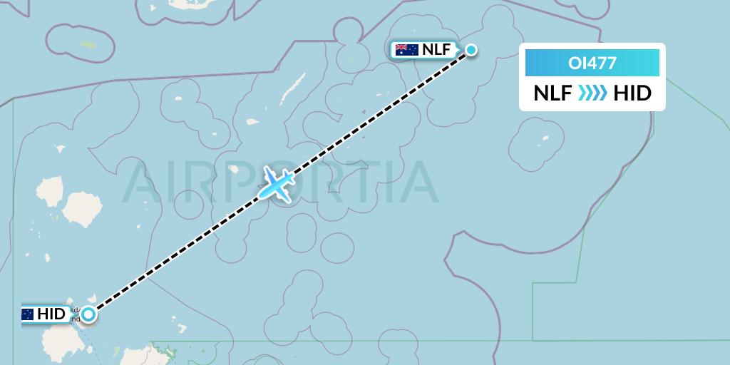 OI477 Hinterland Aviation Flight Map: Darnley Island to Horn Island