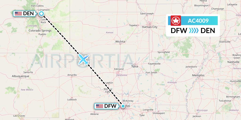 AC4009 Air Canada Flight Map: Dallas to Denver