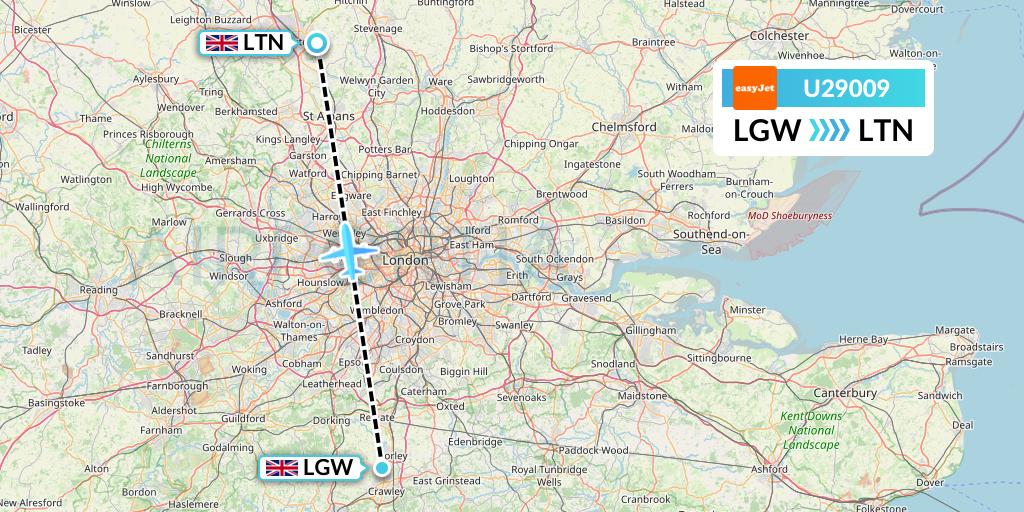 U29009 EasyJet Flight Map: London to London