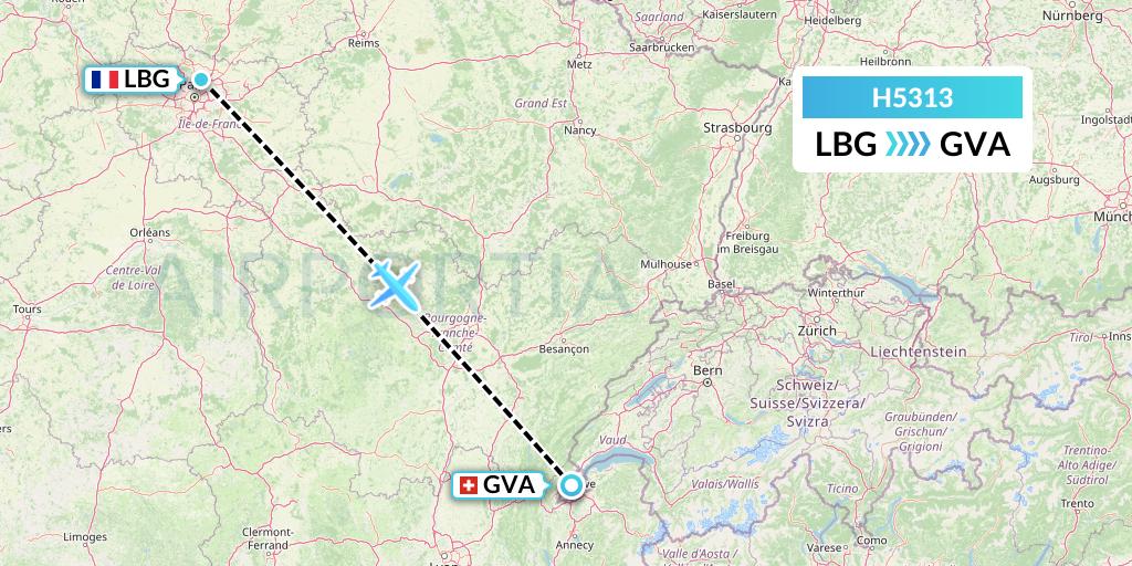 H5313 MAVIAL - Magadan Airlines Flight Map: Paris to Geneva
