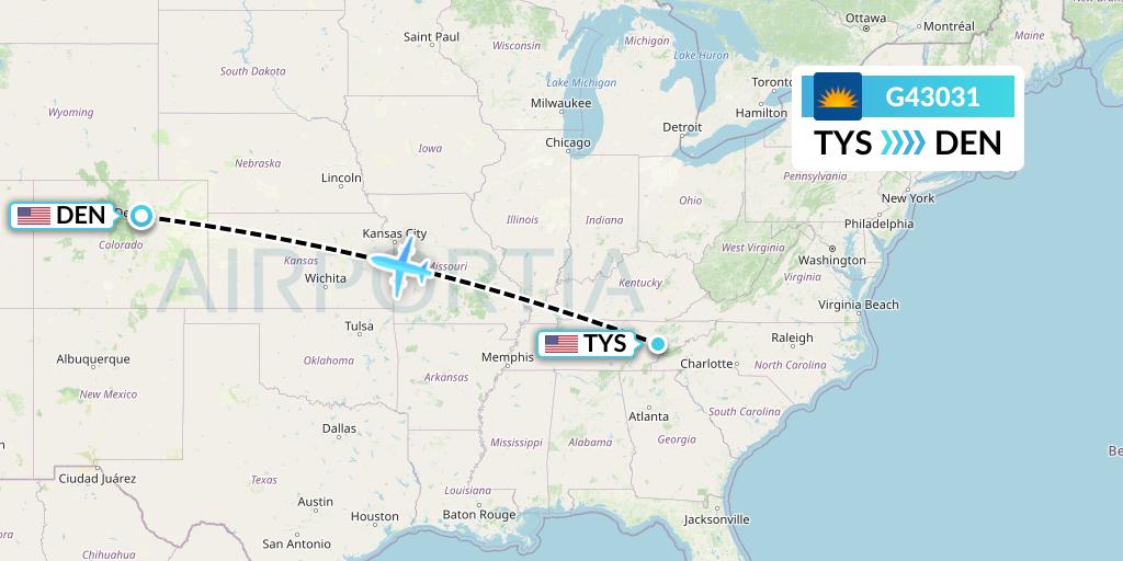 G43031 Allegiant Air Flight Map: Knoxville to Denver