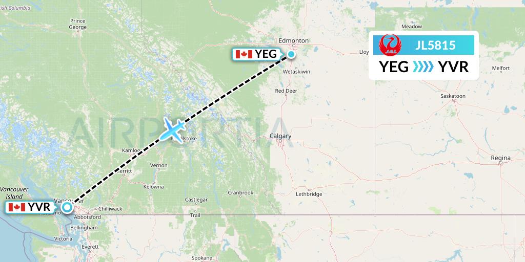 JL5815 Japan Airlines Flight Map: Edmonton to Vancouver