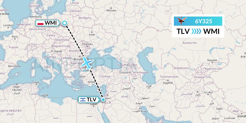 6Y325 SmartLynx Flight Map: Tel Aviv to Warsaw