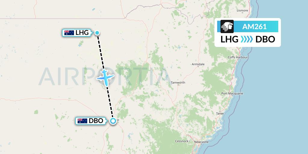 AM261 Aeromexico Flight Map: Australia to Dubbo