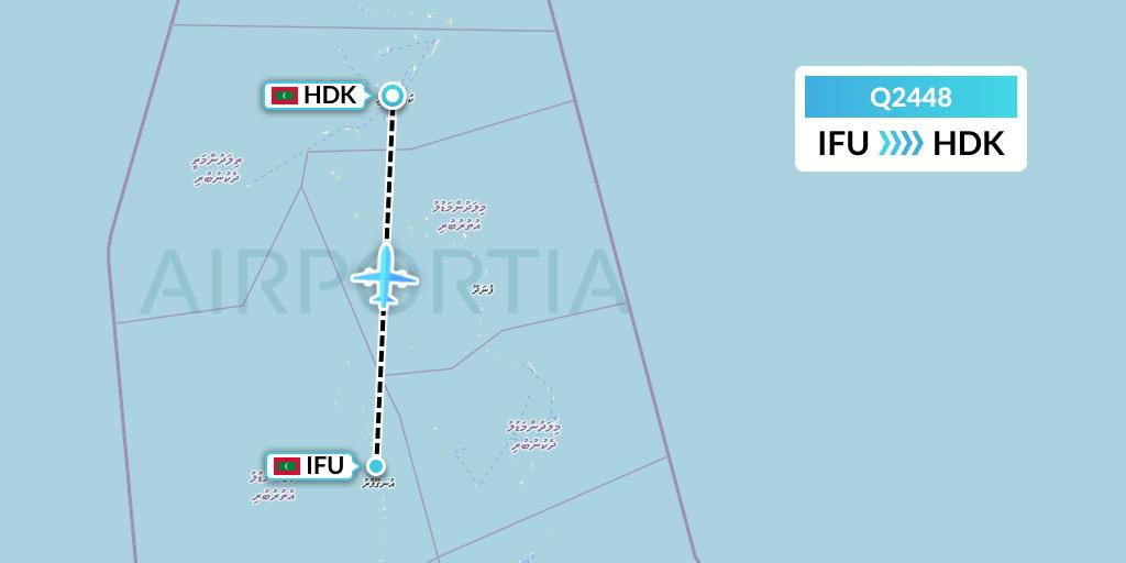 Q2448 Maldivian Flight Map: Ifuru to Male