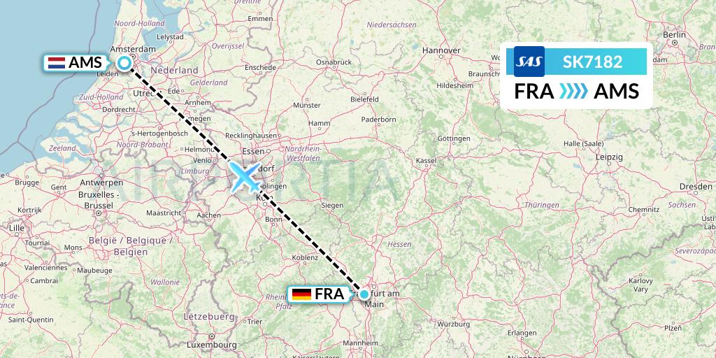SK7182 SAS Flight Map: Frankfurt to Amsterdam