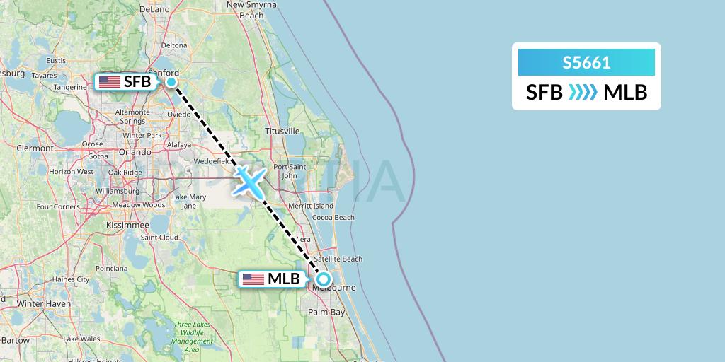S5661 Star Air Flight Map: Orlando to Melbourne