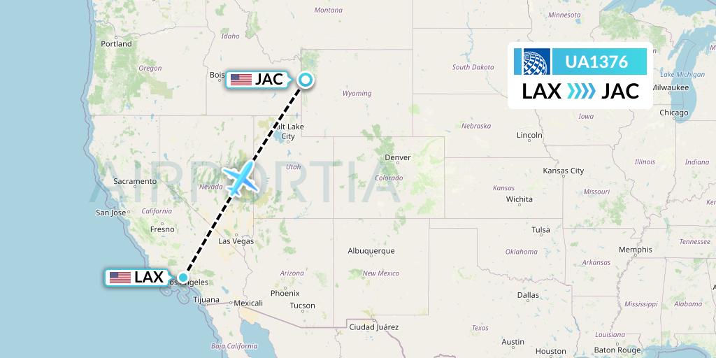 UA1376 United Airlines Flight Map: Los Angeles to Jackson