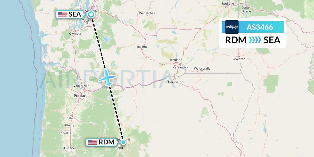 AS3466 Alaska Airlines Flight Map: Redmond to Seattle