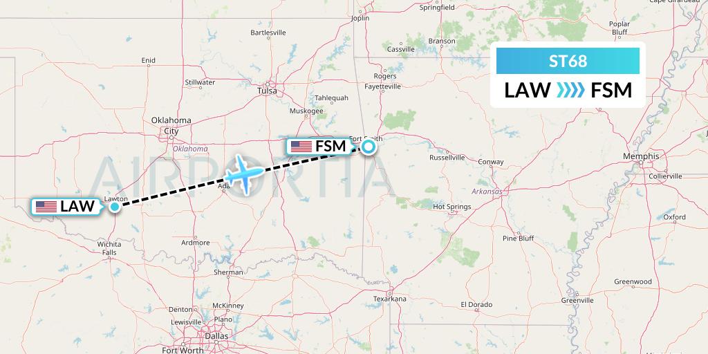 ST68 Air Thanlwin Flight Map: Lawton to Fort Smith