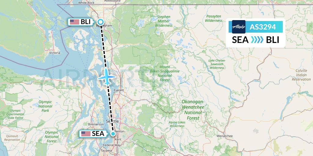 AS3294 Alaska Airlines Flight Map: Seattle to Bellingham