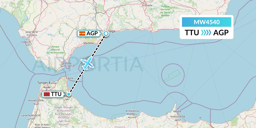 MW4540 Mokulele Flight Service Flight Map: Tetuan to Malaga