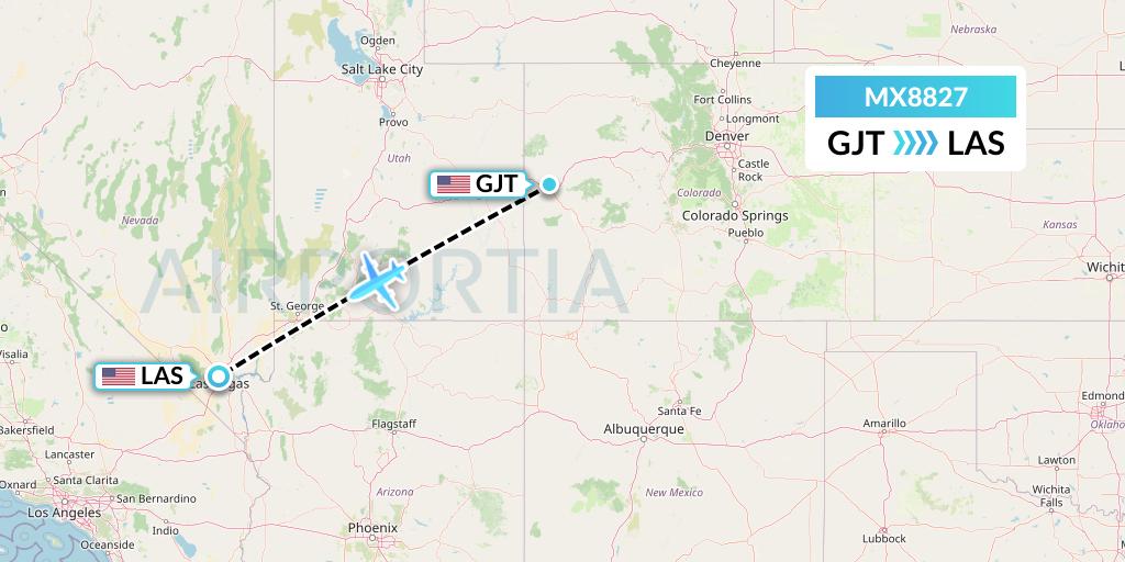 MX8827 Breeze Airways Flight Map: Grand Junction to Las Vegas