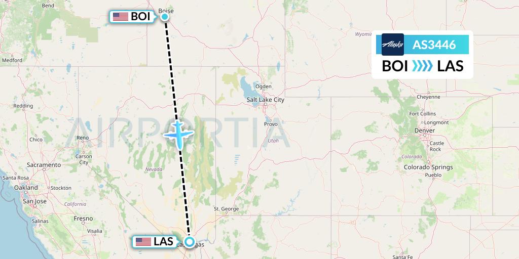 AS3446 Alaska Airlines Flight Map: Boise to Las Vegas