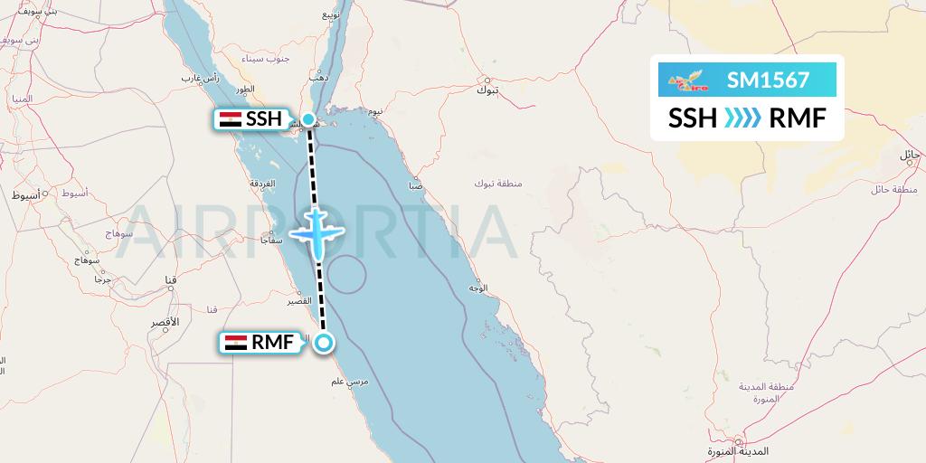 SM1567 Air Cairo Flight Map: Sharm el-Sheikh to Marsa Alam