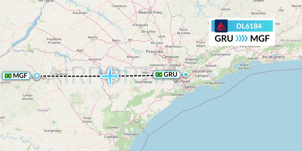 DL6184 Delta Air Lines Flight Map: Sao Paulo to Maringa