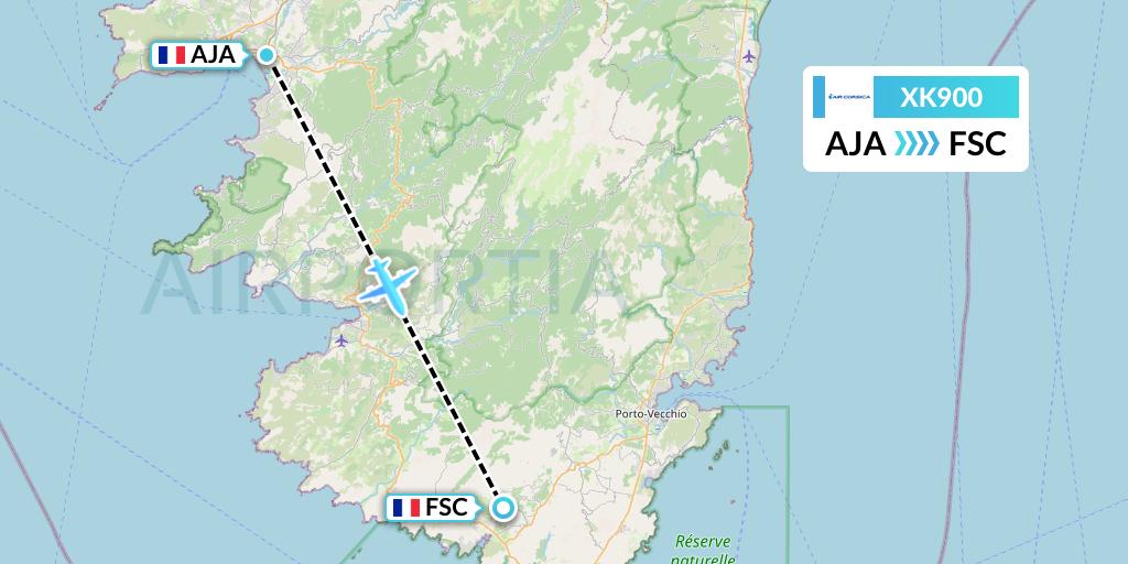 XK900 Air Corsica Flight Map: Ajaccio to Figari