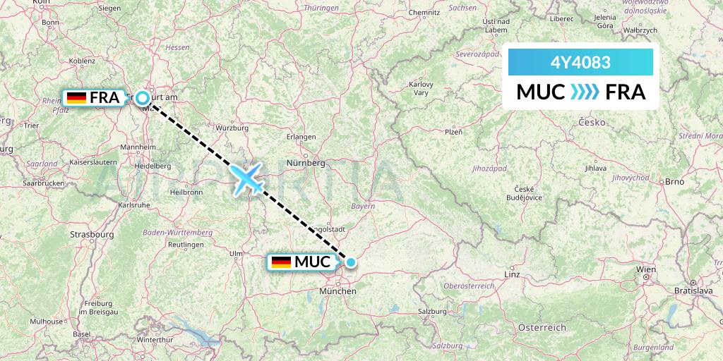 4Y4083 Eurowings Discover Flight Map: Munich to Frankfurt