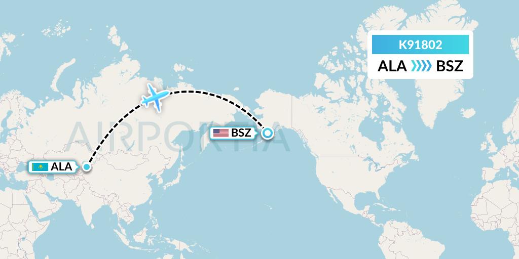 K91802 Kalitta Charters Flight Map: Almaty to Egegik